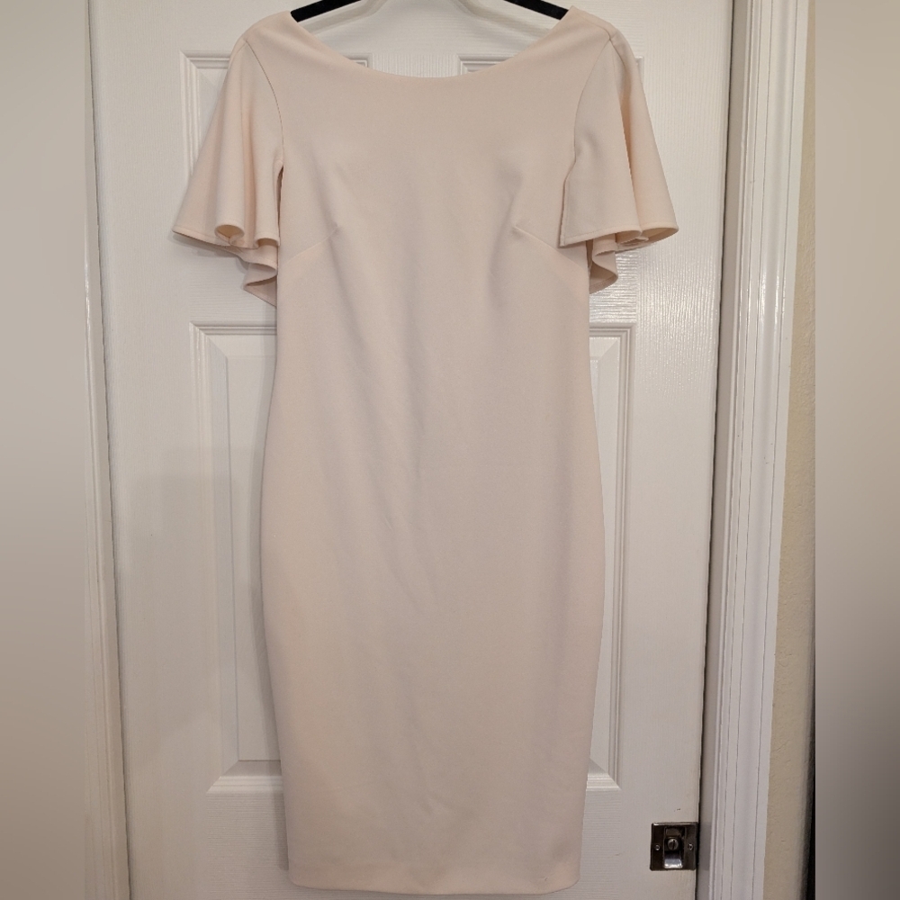 CALVIN KLEIN Short Sleeve Ruffle Sheath Dress